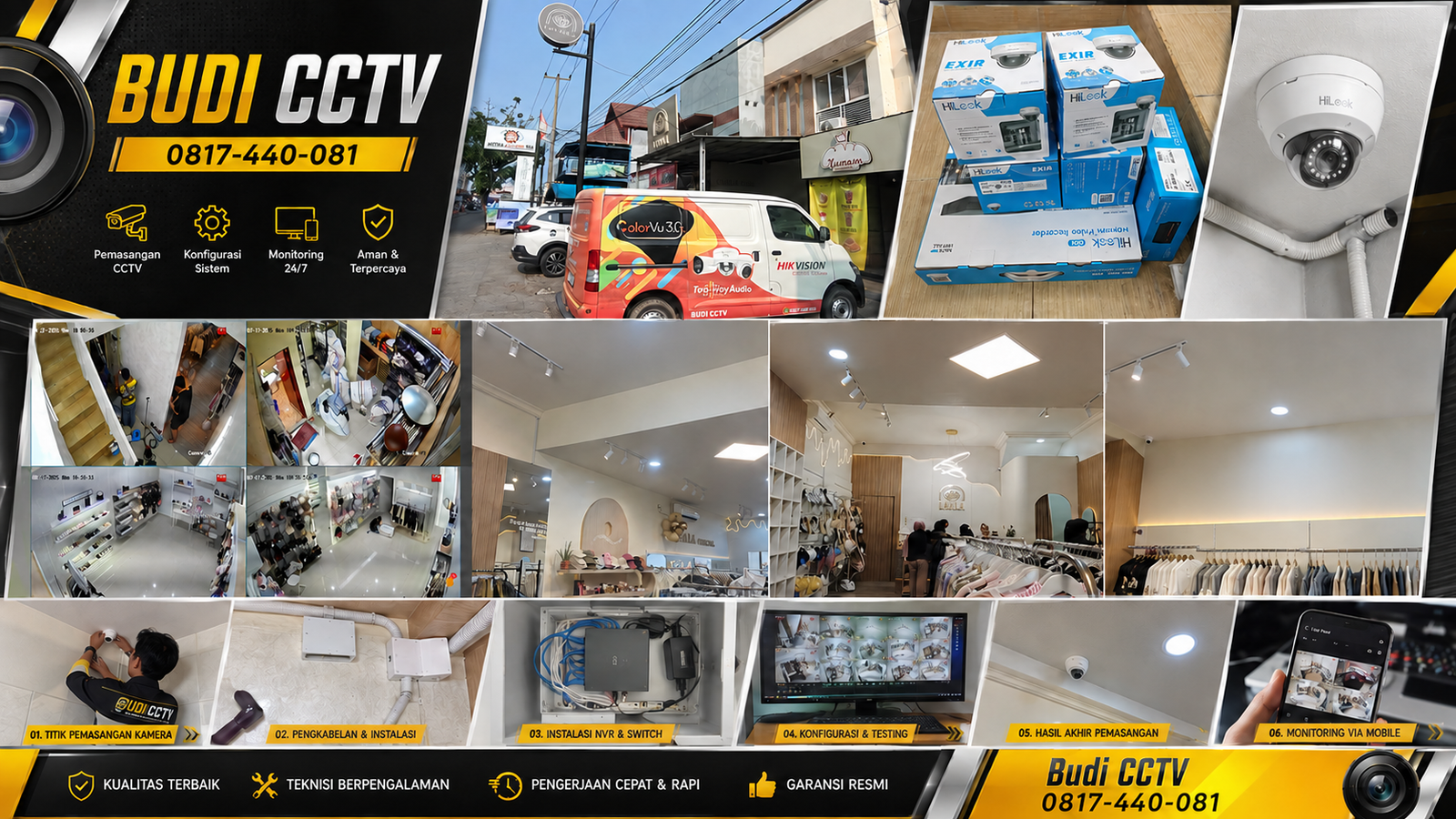 Instalasi CCTV HiLook  IP Camera Simpan Bukti Insiden Toko Brebes