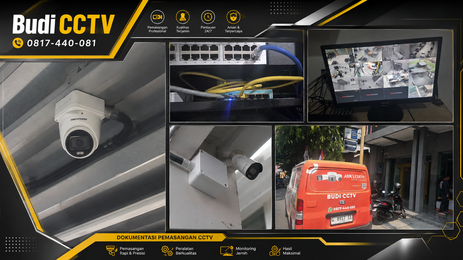 Pemasangan CCTV Hikvision IP Camera Kantor Bank Brebes, Penyimpanan Rekaman Terjamin