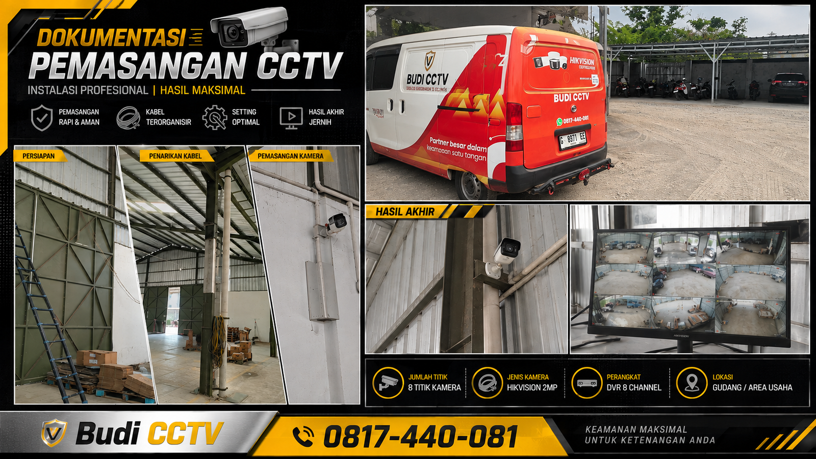 Instalasi CCTV Hikvision Pabrik Brebes Tanpa Blind Spot