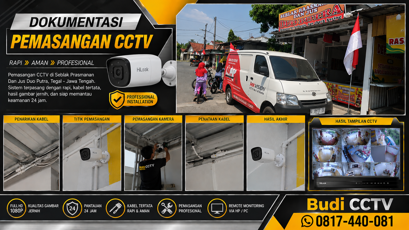 Instalasi CCTV HiLook, Pantau Transaksi Warung Seblak Tegal